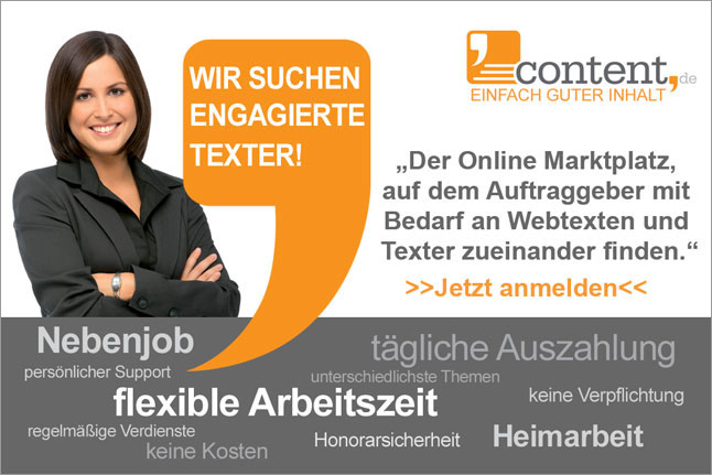 Texter für Texter Jobs gesucht!