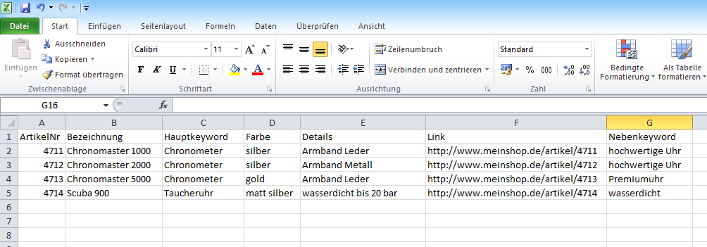 SEO-Texte in größeren Mengen per Excel-Upload beauftragen