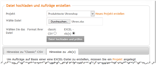 EXCEL Dateiupload