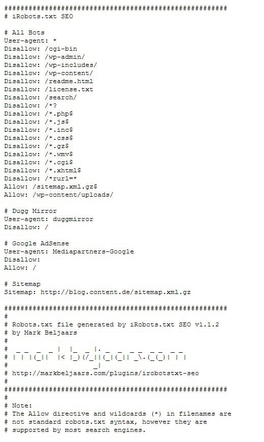 robots.txt-Datei content.de-Blog